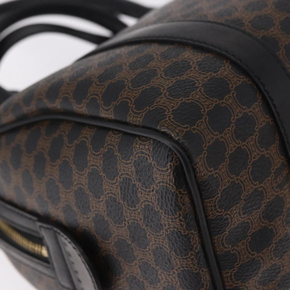 CELINE Macadam Canvas Hand Bag PVC Leather 2way Black Gold Auth yk20468SAV