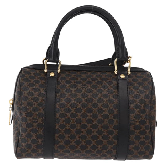 CELINE Macadam Canvas Hand Bag PVC Leather 2way Black Gold Auth yk20468SAV