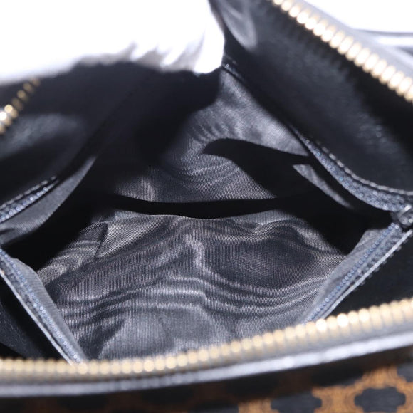 CELINE Macadam Canvas Hand Bag PVC Leather 2way Black Gold Auth yk20468SAV