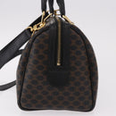 CELINE Macadam Canvas Hand Bag PVC Leather 2way Black Gold Auth yk20468SAV-4