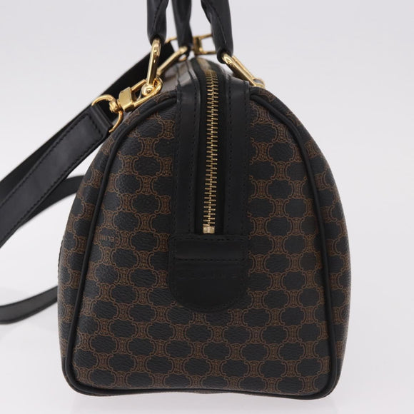 CELINE Macadam Canvas Hand Bag PVC Leather 2way Black Gold Auth yk20468SAV