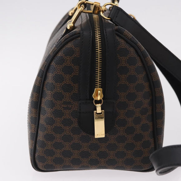 CELINE Macadam Canvas Hand Bag PVC Leather 2way Black Gold Auth yk20468SAV