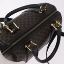 CELINE Macadam Canvas Hand Bag PVC Leather 2way Black Gold Auth yk20468SAV-6