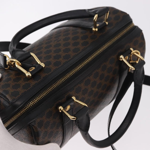 CELINE Macadam Canvas Hand Bag PVC Leather 2way Black Gold Auth yk20468SAV