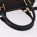 CELINE Macadam Canvas Hand Bag PVC Leather 2way Black Gold Auth yk20468SAV-7
