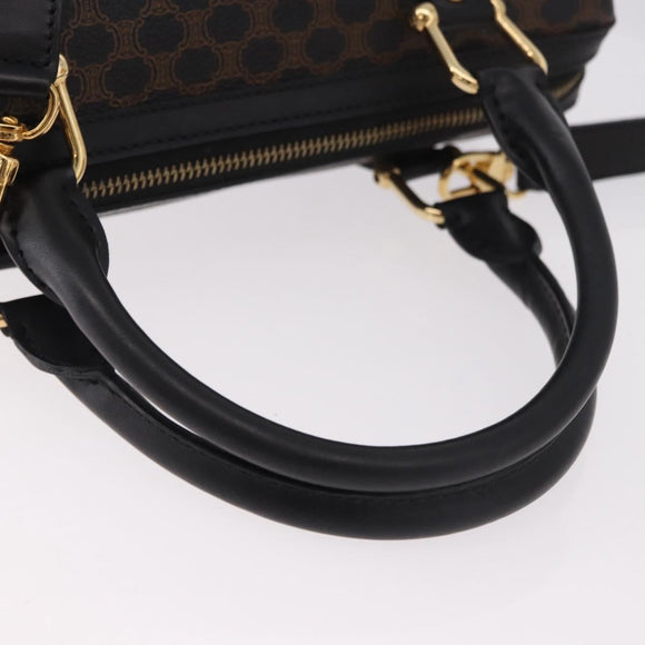 CELINE Macadam Canvas Hand Bag PVC Leather 2way Black Gold Auth yk20468SAV