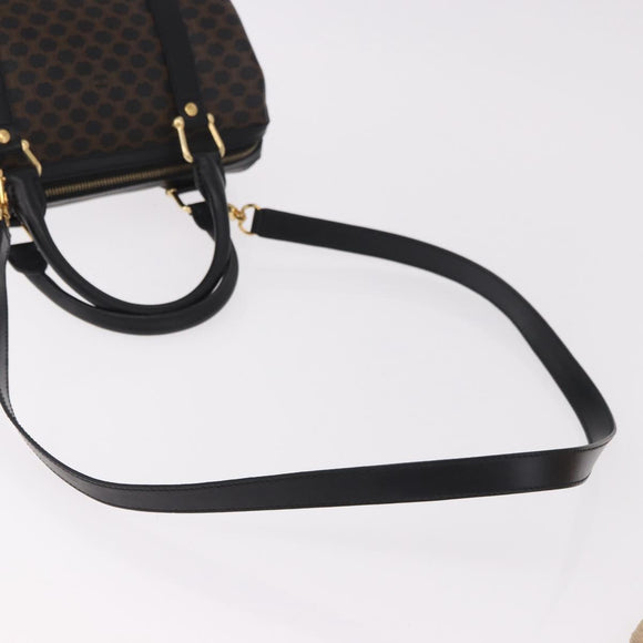CELINE Macadam Canvas Hand Bag PVC Leather 2way Black Gold Auth yk20468SAV