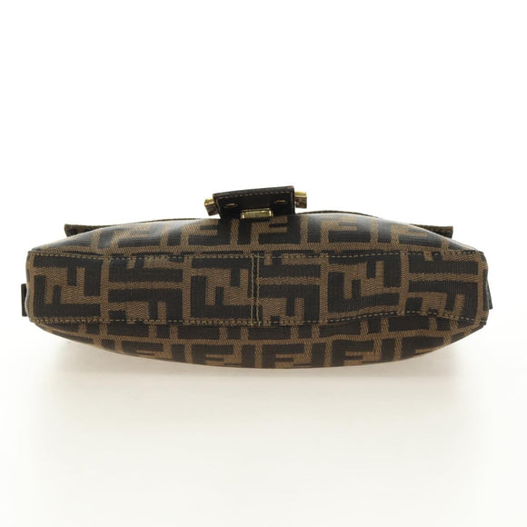 FENDI Zucca Canvas Mamma Baguette Shoulder Bag Black Brown Auth yk20469SM
