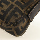FENDI Zucca Canvas Mamma Baguette Shoulder Bag Black Brown Auth yk20469SM-15