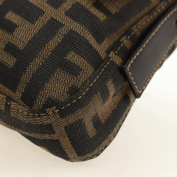 FENDI Zucca Canvas Mamma Baguette Shoulder Bag Black Brown Auth yk20469SM