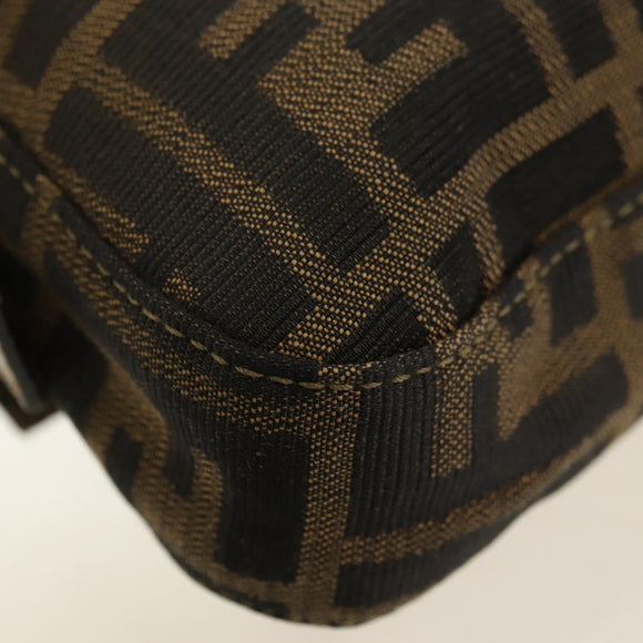 FENDI Zucca Canvas Mamma Baguette Shoulder Bag Black Brown Auth yk20469SM