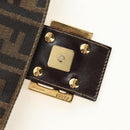 FENDI Zucca Canvas Mamma Baguette Shoulder Bag Black Brown Auth yk20469SM-10
