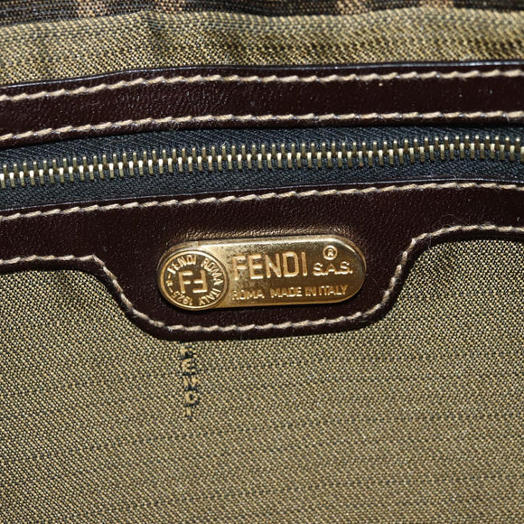 FENDI Zucca Canvas Mamma Baguette Shoulder Bag Black Brown Auth yk20469SM