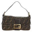 FENDI Zucca Canvas Mamma Baguette Shoulder Bag Black Brown Auth yk20469SM-13