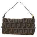 FENDI Zucca Canvas Mamma Baguette Shoulder Bag Black Brown Auth yk20469SM-2