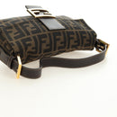 FENDI Zucca Canvas Mamma Baguette Shoulder Bag Black Brown Auth yk20469SM-7