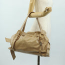 Miu Miu Shoulder Bag Leather Beige Gold Auth yk20471SAM-23