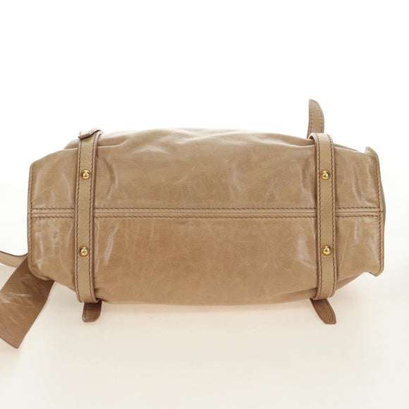 Miu Miu Shoulder Bag Leather Beige Gold Auth yk20471SAM
