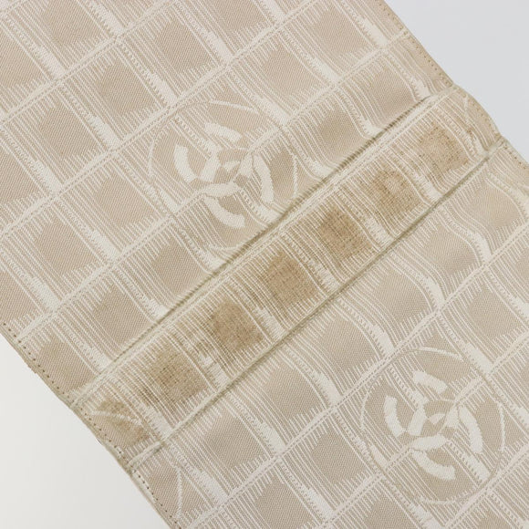CHANEL New Travel Line Day Planner Cover Canvas Beige Silver CC Auth yk20472