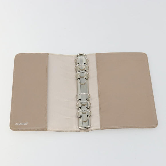 CHANEL New Travel Line Day Planner Cover Canvas Beige Silver CC Auth yk20472