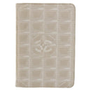 CHANEL New Travel Line Day Planner Cover Canvas Beige Silver CC Auth yk20472-2
