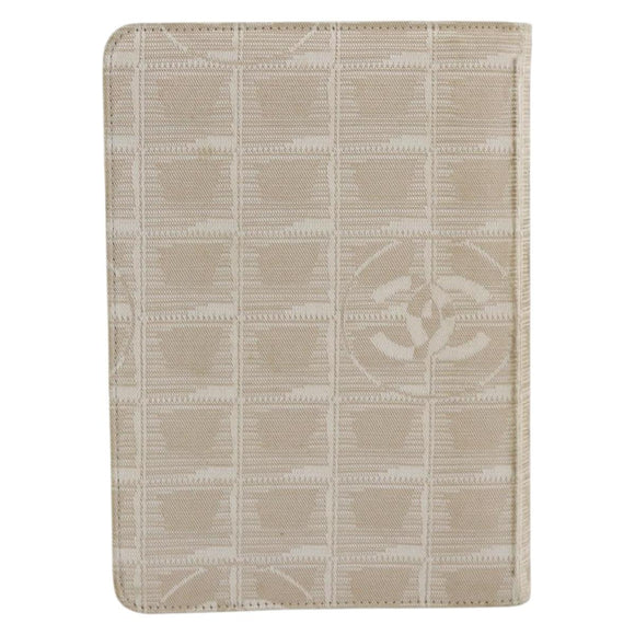 CHANEL New Travel Line Day Planner Cover Canvas Beige Silver CC Auth yk20472