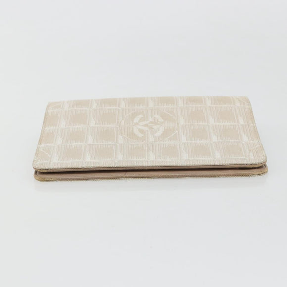 CHANEL New Travel Line Day Planner Cover Canvas Beige Silver CC Auth yk20472