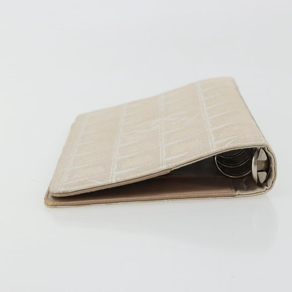 CHANEL New Travel Line Day Planner Cover Canvas Beige Silver CC Auth yk20472