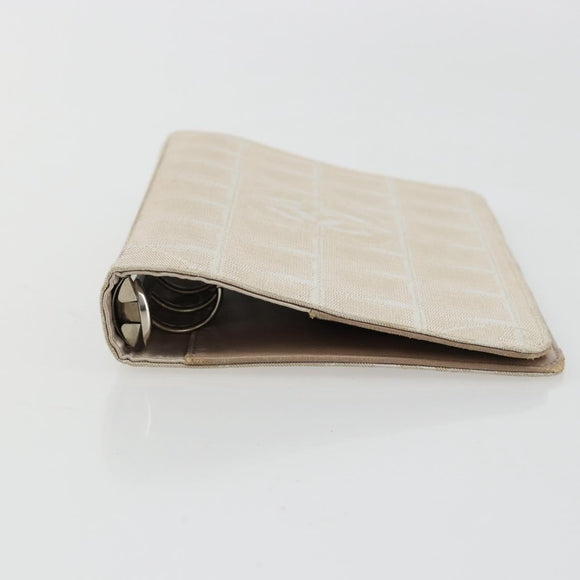 CHANEL New Travel Line Day Planner Cover Canvas Beige Silver CC Auth yk20472