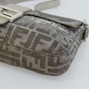 FENDI Zucca Canvas Rhinestone Mamma Baguette Shoulder Bag Silver Auth yk20474SM-14