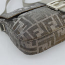 FENDI Zucca Canvas Rhinestone Mamma Baguette Shoulder Bag Silver Auth yk20474SM-15