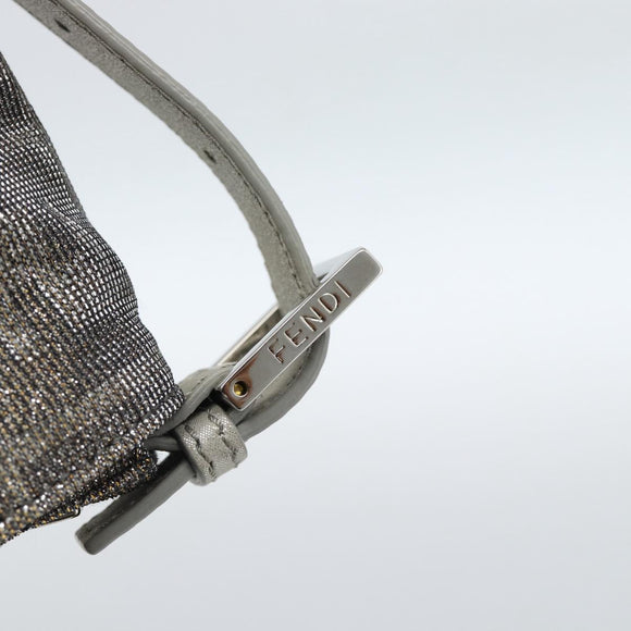 FENDI Zucca Canvas Rhinestone Mamma Baguette Shoulder Bag Silver Auth yk20474SM