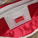 FENDI Zucca Canvas Rhinestone Mamma Baguette Shoulder Bag Silver Auth yk20474SM-19