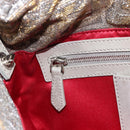 FENDI Zucca Canvas Rhinestone Mamma Baguette Shoulder Bag Silver Auth yk20474SM-22