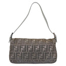 FENDI Zucca Canvas Rhinestone Mamma Baguette Shoulder Bag Silver Auth yk20474SM-2