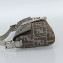 FENDI Zucca Canvas Rhinestone Mamma Baguette Shoulder Bag Silver Auth yk20474SM-3
