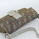 FENDI Zucca Canvas Rhinestone Mamma Baguette Shoulder Bag Silver Auth yk20474SM-6