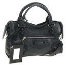 BALENCIAGA The Giant City Hand Bag Leather Black Silver 204529 Auth yk20477SAM-1