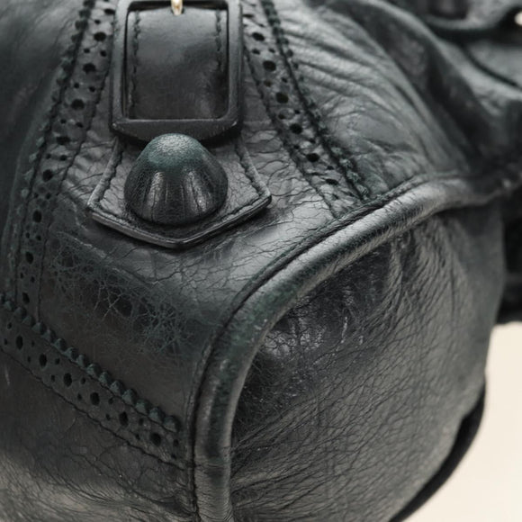BALENCIAGA The Giant City Hand Bag Leather Black Silver 204529 Auth yk20477SAM