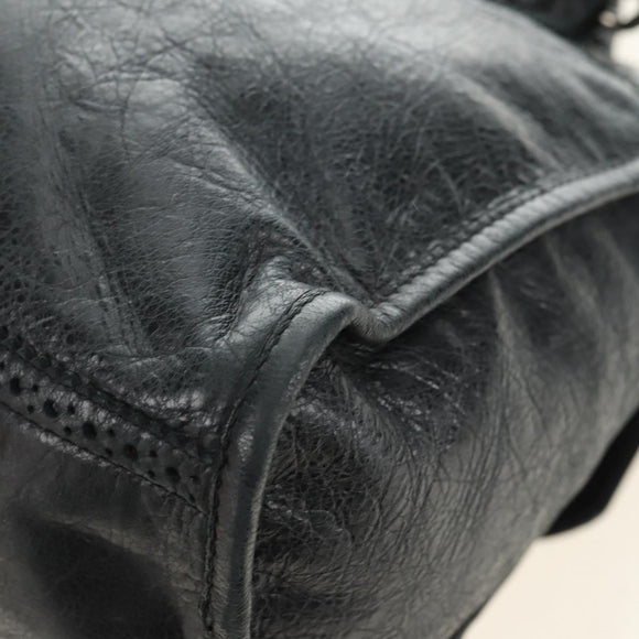 BALENCIAGA The Giant City Hand Bag Leather Black Silver 204529 Auth yk20477SAM