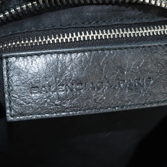 BALENCIAGA The Giant City Hand Bag Leather Black Silver 204529 Auth yk20477SAM