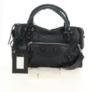 BALENCIAGA The Giant City Hand Bag Leather Black Silver 204529 Auth yk20477SAM-12