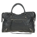 BALENCIAGA The City Hand Bag Leather 2way Gray Silver 115748 Auth yk20478SAM-13