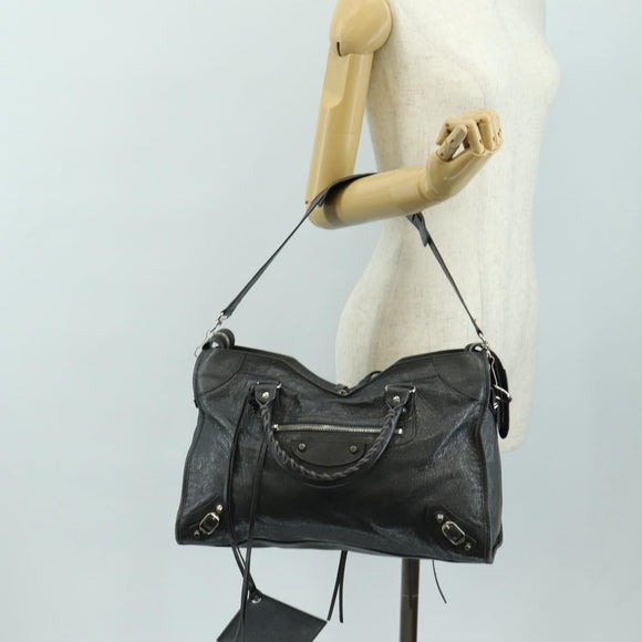 BALENCIAGA The City Hand Bag Leather 2way Gray Silver 115748 Auth yk20478SAM