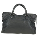BALENCIAGA The City Hand Bag Leather 2way Gray Silver 115748 Auth yk20478SAM-2