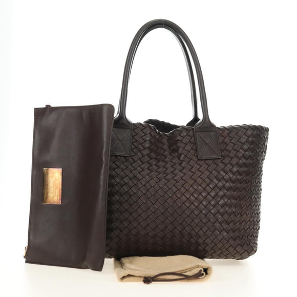 BOTTEGA VENETA INTRECCIATO Cabas PM Bag Leather Brown 141498 Auth yk20479SAV