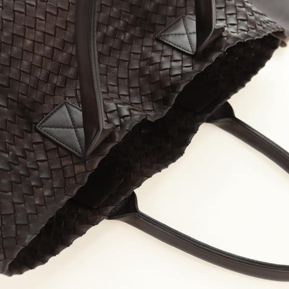 BOTTEGA VENETA INTRECCIATO Cabas PM Bag Leather Brown 141498 Auth yk20479SAV