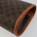 CELINE Macadam Canvas Pouch PVC Leather Black Gold Auth yk20484-15