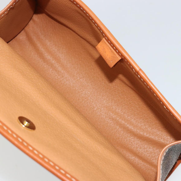 CELINE Macadam Canvas Pouch PVC Leather Black Gold Auth yk20484