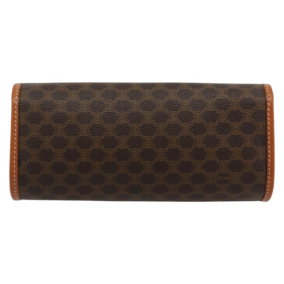 CELINE Macadam Canvas Pouch PVC Leather Black Gold Auth yk20484